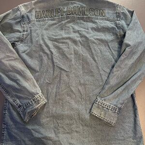Harley-Davidson Men Medium Blue Denim Button Down Shirt